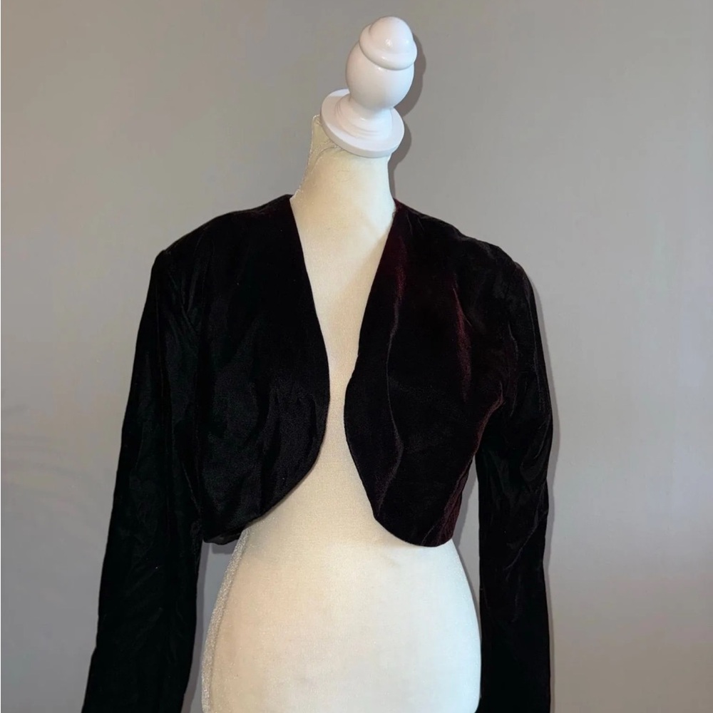 Gunne Sax Deep Burgundy Velvet Bolero Jacket